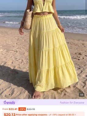 Sunny Yellow Tiered Maxi Skirt by